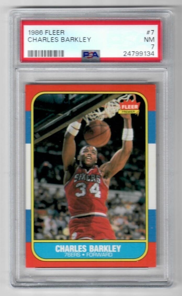 1986-87 Fleer Charles Barkley Rookie Card #7 Sixers 76ers PSA 7 NM Near Mint