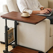 Beistelltisch Sofatisch HöHenverstellbar Laptoptisch Bett Kaffeetisch mit Rollen