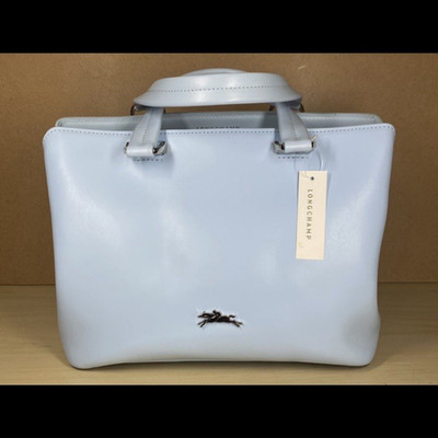 Longchamp Light Blue Medium Top Handle Satchel, Detachable Strap, Zip Pockets