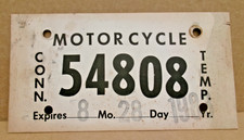 CONNECTICUT 1983 MOTORCYCLE License Plate 54808 . . . TEMPORARY
