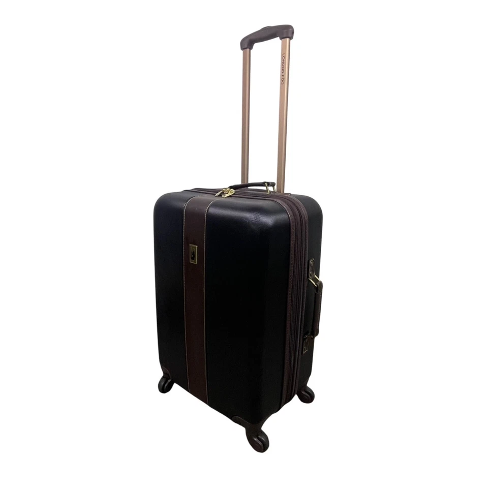 Equipaje rígido con ruedas giratorias expandible London Fog para hombre negro y marrón Foto 4 de 4