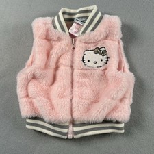 Hello Kitty Vest Sanrio Pink Girls Size 12 Month Soft Fur Sequins Zipper Close
