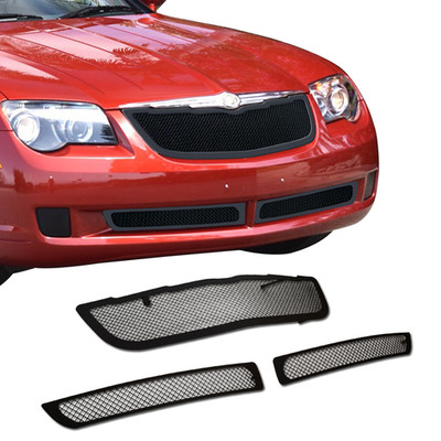 Fits 2004-2008 Chrysler Crossfire Stainless Black Mesh Grille Insert Combo 07