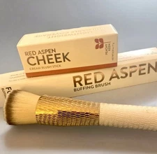 Red Aspen PEACHY KEEN Cheek Cream Blush Stick & BUFFING BRUSH Lightweight
