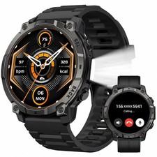 Montre Connectée Homme avec Appel Bluetooth & Lampe Torche IP68 Fitness Tracker