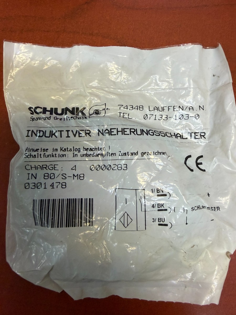 Sensore Di Prossimit&agrave; Induttivo 3 Pin PNP Per Schunk 0301478 IN 80-S-M8