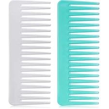 Patelai Wide Tooth Comb Large Hair Detangling for Large, White, Cyan