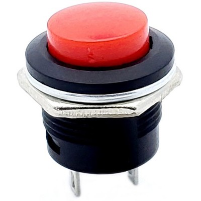 (1) Momentary Push Button Switch RED, SPST, Normally Open, 6A 125VAC, 3A 250VAC.