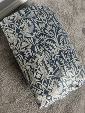 Blue Cream Pencil Pleat Jacquard Curtains 66x90 Birds Floral Design