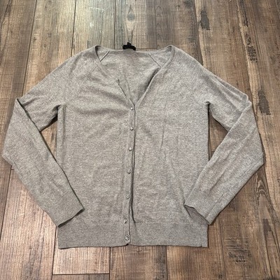 Talbots Petites Pure Italian Merino Wool Gray Cardigan Sweater Size MP