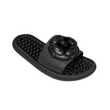 Chanel Camellia Interlocking CC Mules Black PVC Slip on Slides EU 37 US 5.5-6