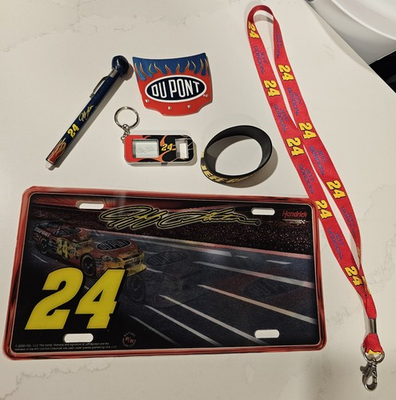 #ad Jeff Gordon Magnet License Plate Keychain Bracelet Lanyard And Tire Pressure $5.00