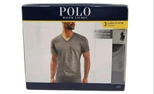 3-PK RALPH LAUREN POLO SIZES S M L XL XXL GRAY V NECK COTTON T SHIRT UNDERSHIRT