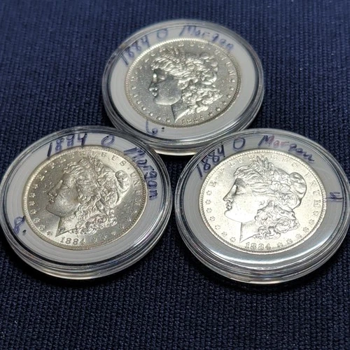 Lot of 3 1884 O Morgan Silver Dollars High Grade Beautiful Coins PF/BU/MS #8907