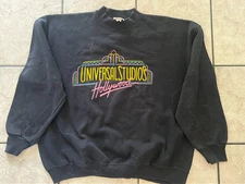 Vintage Universal Studios Hollywood 1990s Neon Extra Large  XL Black Sweatshirt