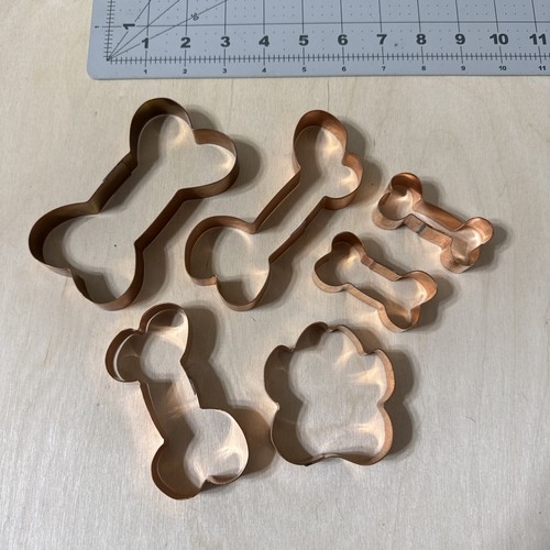 Copper Cookie Cutters - Dog Treat Makers Lot - Bones and a Paw - Made in the USA