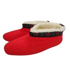 VTG Softspots Stockholm Slippers 10W Wide Red Felt Faux Fur Trim Nordic