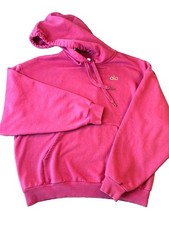 Alo Women s Accolade Hoodie Bright Vibrant Pink Chrome Logo Size Medium