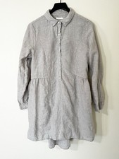 H Halston Linen Shirt Dress Medium Light Gray