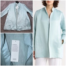Eileen Fisher Stand Collar Long Jacket Womens...