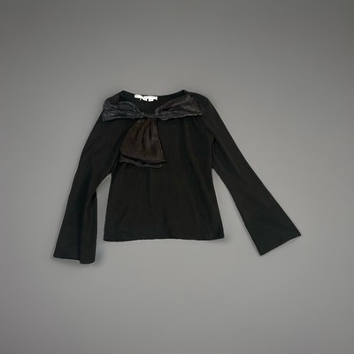 Allison + Zoe Black Long Sleeve Bow Accent Top Sz M NWT