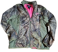 Mossy Oak Womens Camo Full Zip Puffer Jacket Pink Accents Hunting Large Mossy Oak Womens Camo Full Zip Puffer Jacket Pink Accents Hunting Large