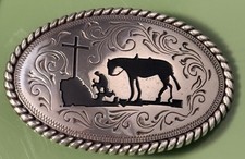 Nocona Cowboy Praying at the Cross Youth Belt Buckle M  F Western