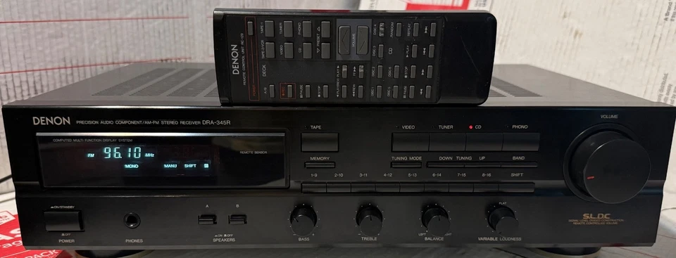 VINTAGE DENON DRA-345R 2 CHAN HiFi STEREO A/V RECEIVER AMPLIFIER MADE IN JAPAN-! - Image 2 of 4