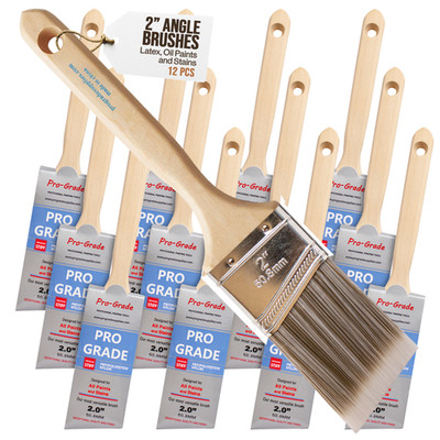 12PK 2'' Angle House Wall,Trim Paint Brush Set Home Exterior or Interior Brushes