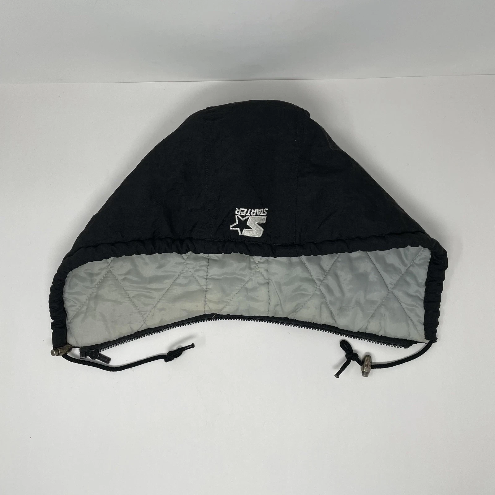 Starter HOOD ONLY Black Quilted Lined Zip Oakland Raiders Balaclava Nylon 90s