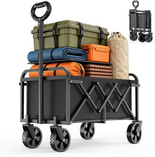 Collapsible Wagon Cart with Wheels Foldable, 220 Lbs Heavy Duty Utility Wagon, P