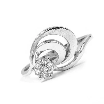 Ring mit 7 Diamanten diamonds 0,10 ct. in 14 Kt. 585 er Weiß gold Damen 52 Top - Bild 1 von 4