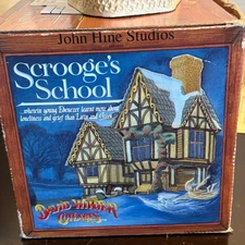 David Winter Scrooges School 1992 Christmas Hand-Painted Collectible IN Box COA