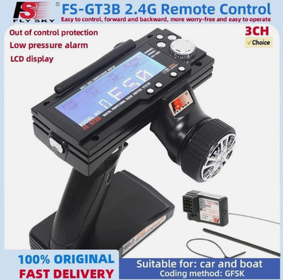 Flysky FS-GT3B Rc Transmitter & FS-GR3E Receiver, 2.4Ghz 3 Channel Rc Car Remote
