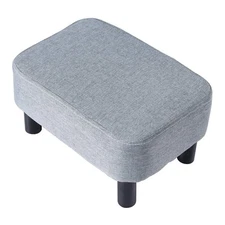 16.54" Small Footstool Linen Fabric Pouf Ottoman Footrest Modern Home Bedroom...