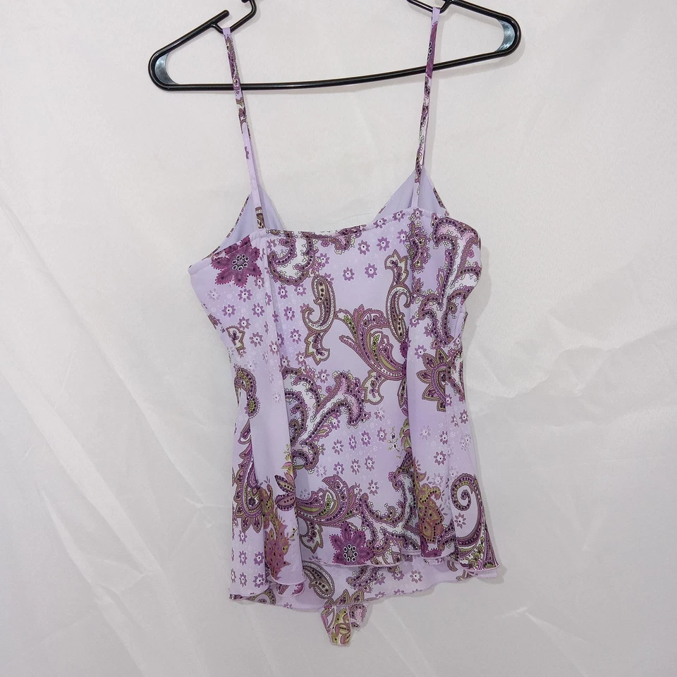 IZ Byer California Y2K Purple Paisley Tunic Top Boho Sz M  - Image 4 of 4