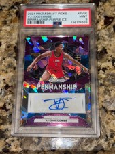 2024 PANINI PRIZM DRAFT PICKS PENMANSHIP PURPLE ICE VJ EDGECOMBE 7/99 PSA 9