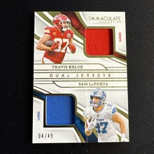 2025 Panini Immaculate Travis Kelce/Sam LaPorta Dual Jersey Patch 04/49 IDJ-BH