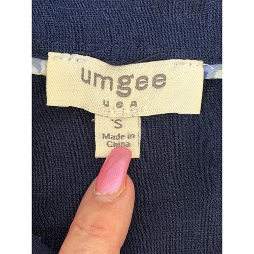 Vestido Umgee Azul Marino Manga Volantes en Niveles Pequeño Mezcla de Lino Boho Informal Bolsillos - Imagen 5 de 6