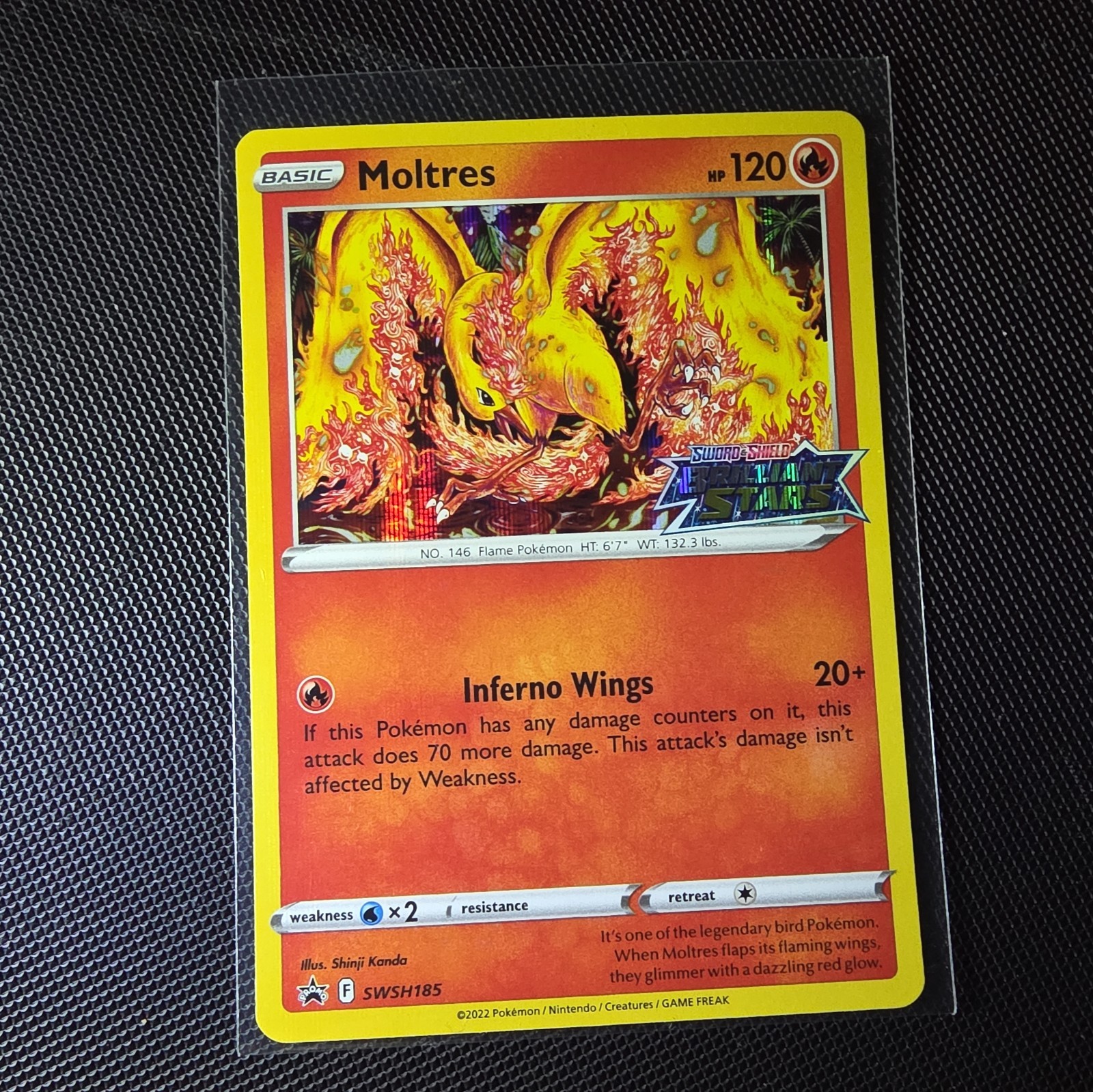 Moltres Stamped Holo Rare Pokemon Card, Black Star Promo, SWSH185 NM