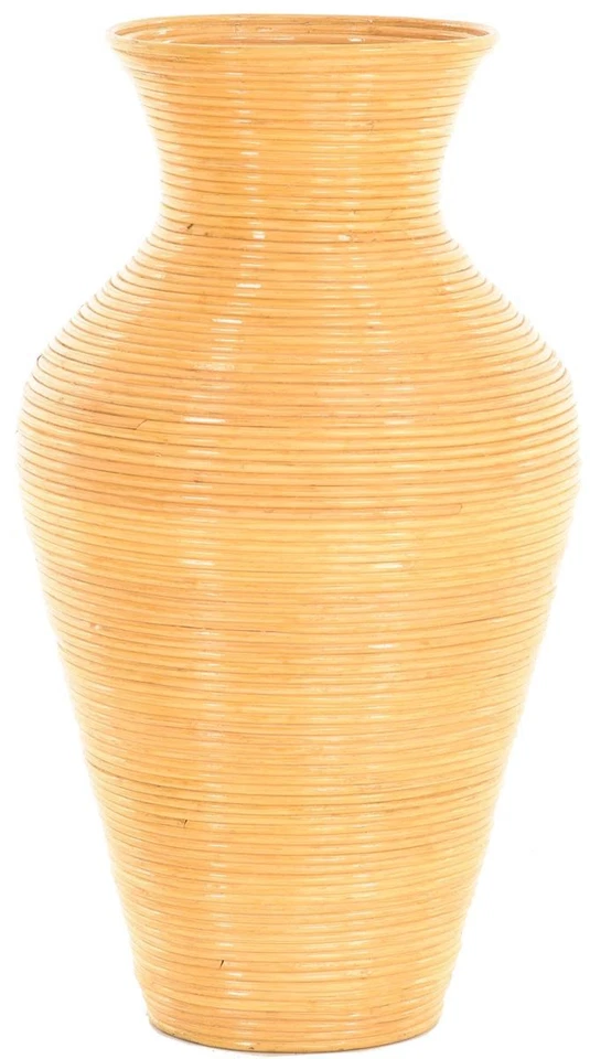 Stabile Vase aus Rattan/Bodenvase Rund Durchmesser 26/ 43 cm (2) (Honigfarben)