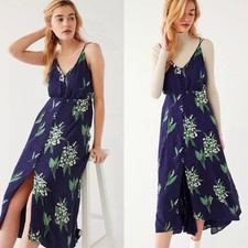 Urban Outfitters Lady Lava Blue Floral Strappy Midi Dress Size 6