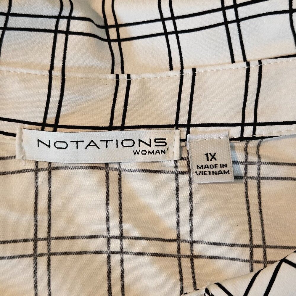 Notations sleeveless checkered collared blouse bl… - image 4