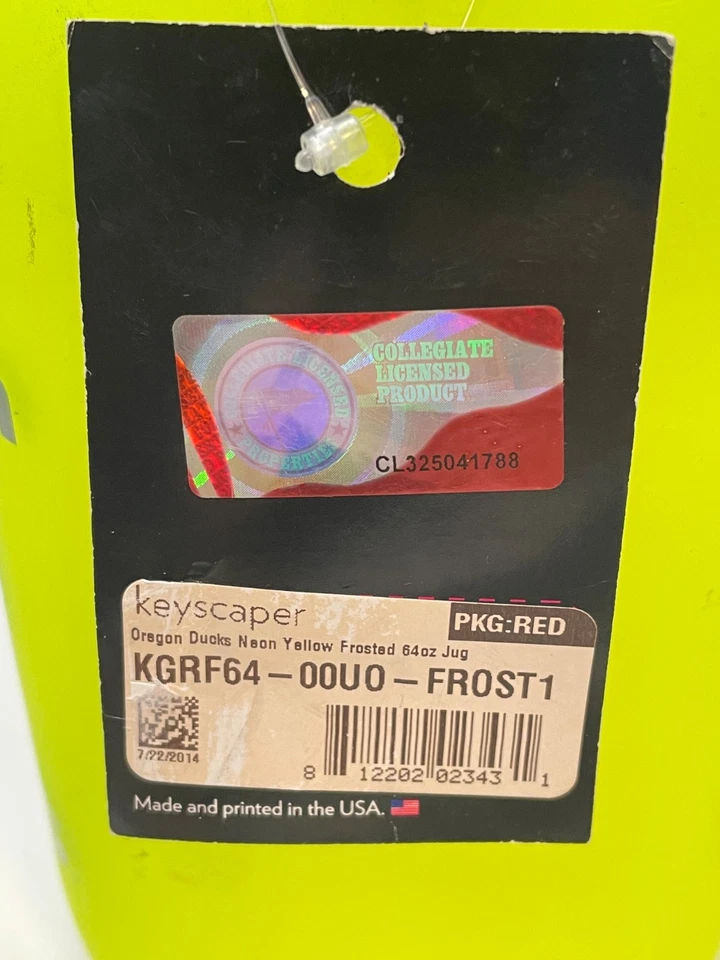 Jarra Growler de fútbol americano NCAA Oregon Ducks 64 oz vidrio llavero esmerilado amarillo neón Foto 3 de 4