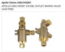 1 - Apollo Valve 34DLF-402-B1, 3/8” Double Outlet Mixing Lead Free Valve. New.