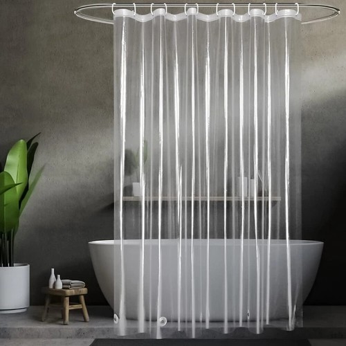 Bath Shower Curtain Bathroom Waterproof Water Mold PEVA Clear Thicken With Hook - Picture 10 of 13