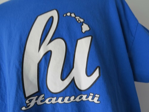 Men's BLUE HAWAII TEE SHIRT hawaiian islands HI fits like Large - Picture 5 of 5