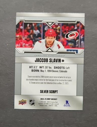 Jaccob Slavin Carolina Hurricanes - 2024-25 UD MVP Hockey - Silver Script - #55 - Picture 2 of 2