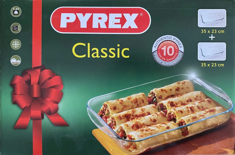 Pyrex 2er Set Auflaufform Glas rechteckig Ofenform Glasform Glasbräter 35 x 23cm - Bild 2 von 4