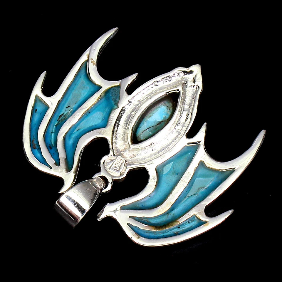 Pingente de prata 925 verão estabilizado turquesa marcasita joias - Imagem 3 de 4